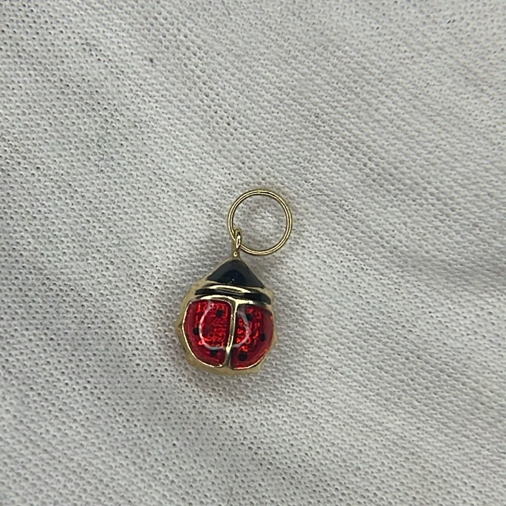 14kt Italian yellow gold enameled lady bug pendant